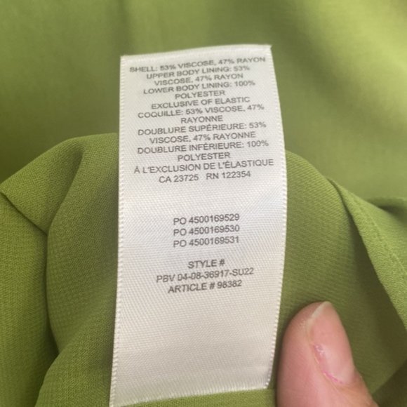 Aritzia Wilfred Green Sleeveless Self Tie Smock Mini Fable Dress Size 14 - Picture 9 of 9